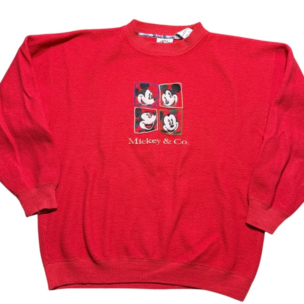 Vintage Mickey & Co crewneck sweatshirt medium women terry cloth 90s red Disney